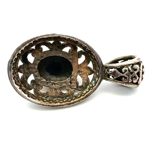 VTG Estate Sterling Silver & Amber Oval Floral Cut Out‎ Pendant! 126 - Picture 5 of 6